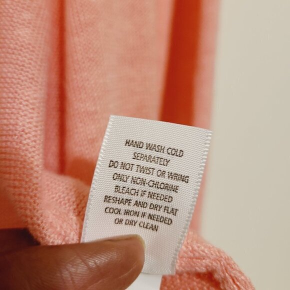 J. Jill | Salmon Pink Cascading Open Cardigan Sweater (Size Large Petite) - Picture 8 of 13